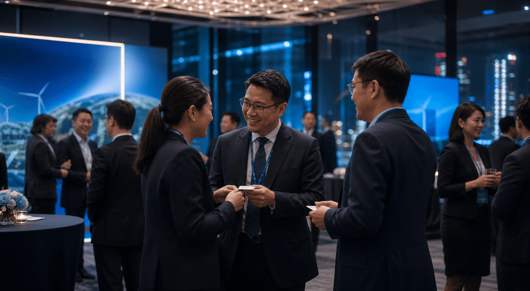 Business Networking: Delegates building connections between sessions.